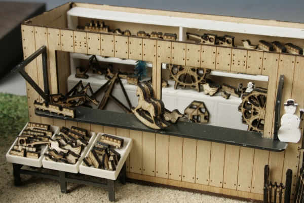 Stand with wooden toys